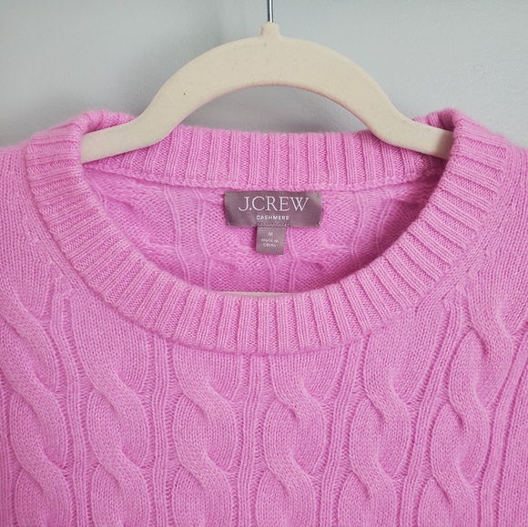 J. Crew Women’s Cashmere Cable Knit Sweater Pink Corpcore Preppy Size M - Picture 6 of 15